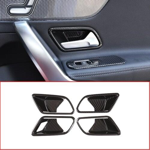 4 Pcs For Mercedes benz A Class W177 2019 Carbon Fiber ABS Car Interior Door Bowl Cover Trim Accessories