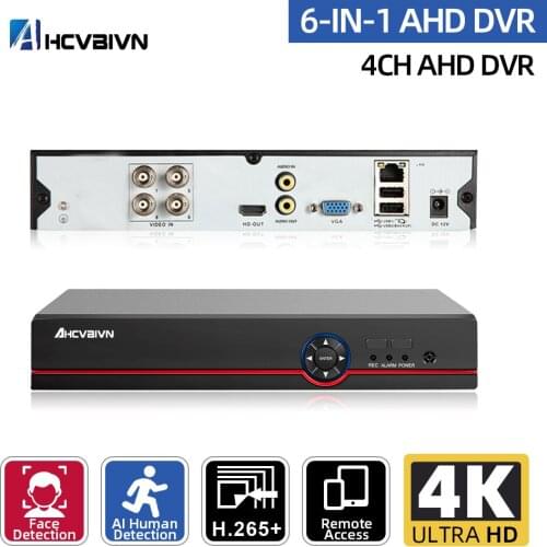 8MP 4 Channel Hybrid 6 in 1 NVR TVI CVI AND CCTV DVR Recorder 4K Home Security Digital Surveillance Video Recorder 4CH XMEYE 5MP