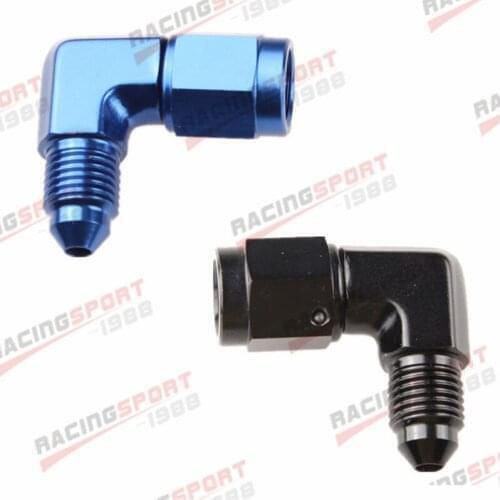 90 Degree 3AN Female To AN3 Male Aluminum Swivel Adapter Fitting Blue/Black