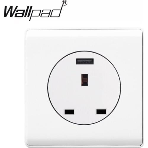 White 13A BS UK Electric Wall Socket Power Outlet with 2.1A USB Charger Port Wallpad 13A British Socket with USB