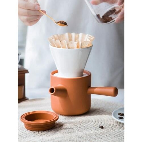Porcelain color hand brewed coffee pot drip filter ceramic coffee cup set household portable coffee utensils