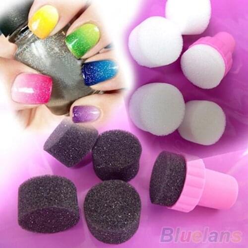 Hot Nail Art Sponge Stamping Stamper Shade Template Transfer Manicure DIY Tool Set