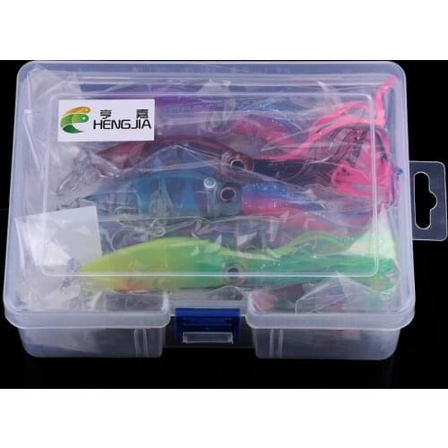 Isca Artificial 8pcs Set 10cm/16.6g Diving Crankbaits Octopus Squid Fishing Lures Wobbler Carp Fishing Pesca Jig with Box