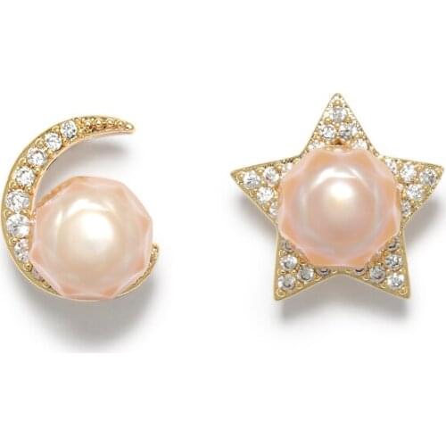 Kfvanfi 2021 new star moon moon natural pearl earrings ladies exquisite fashion jewelry party luxury accessories earrings