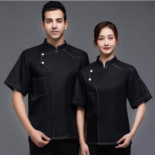 Short Sleeve Kitchen Jacket Bakery Restaurant Food Service Men and Women Master Chef Uniform Shirt Canteen Hotel Barber Workwear