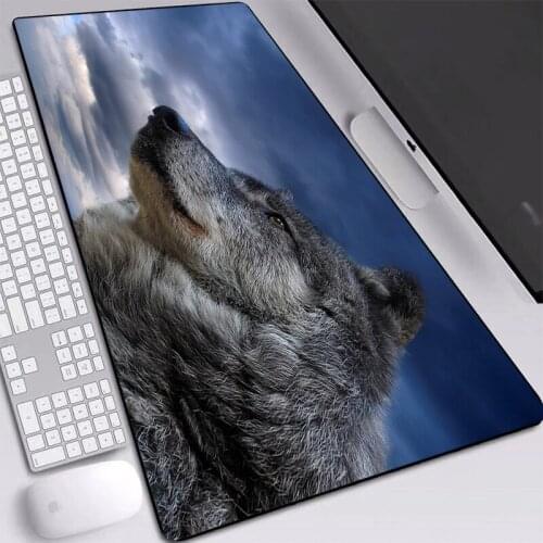 Animal Wolf Mat Anti-slip Natural Rubber Play Mat Personality Desk Pad Laptop Keyboard Mat 90x40/80x30cm Thickness 2mm