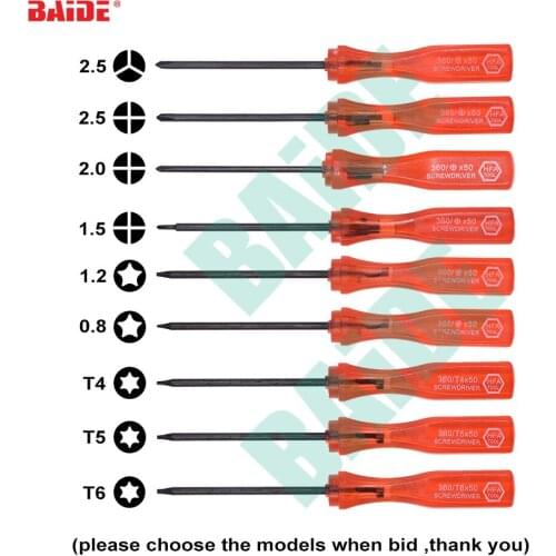 Red 360 Screw Driver Tri Wing 2.5 Y 2.0 Phillips PH00 1.2 Pentalobe P5 Star Torx T4 T5 T6 Triwing Y Screwdriver Key 2000 pcs/lot