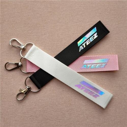 Kpop Ateez laser Lanyard keychain mobile phone hang rope Key Chains Keyring Kpop ATEEZ Pendant High quality new arrivals