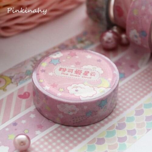Moon Star Washi Tape Japanese Stationery Kawaii Pink Masking Tape Cute Scrapbooking Girl Gift Decoration School&Office Supplies