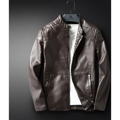 Mens Wear Pu Skin Leather Clothing Jacket Winter Self-cultivation Type Leather Jacket Trend Wallet Loose Coat