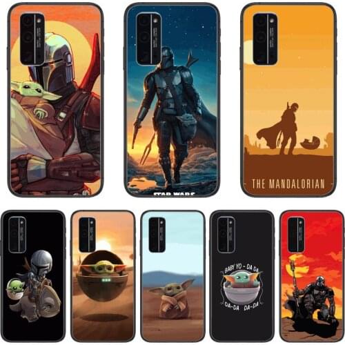 Soft Colorful Phone Case Cute Baby Yoda Phone Case Hull For Huawei Honor 8 9 10 20 30 A S Lite Pro 5g i Black Back Soft Cel
