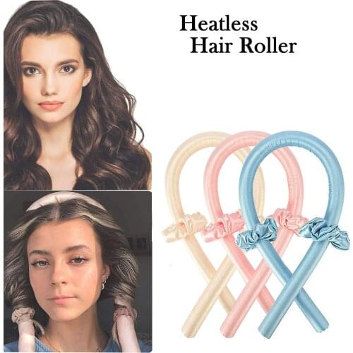 Satin Curl Set Ribbon Overnight Silk Satin Tube Keep Hair Soft Shiny Hair Curler Styling Hair Curlers Styling Accessories Tool