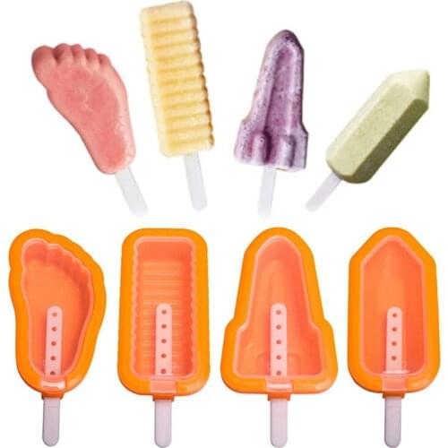 Creative Foot Shape Ice Cream Molds DIY Homemade Freezer Ice Lolly Mould Cute Dessert Molds Popsicle Maker With Lids And Sticks