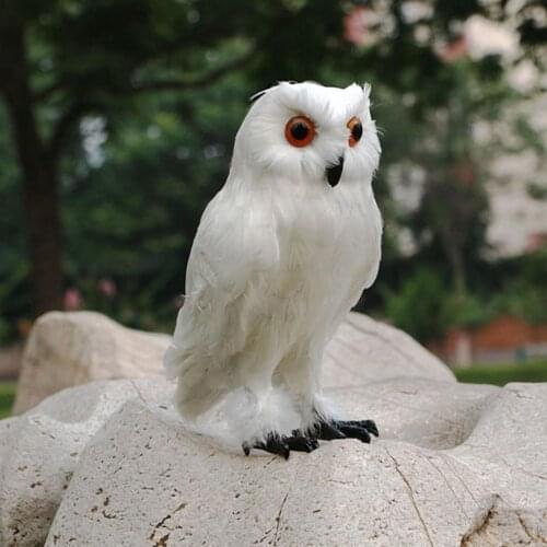 Realistic Feather Owl Decor Bird Defense Deter Scarer Halloween Prop White Home Bedroom Decoration