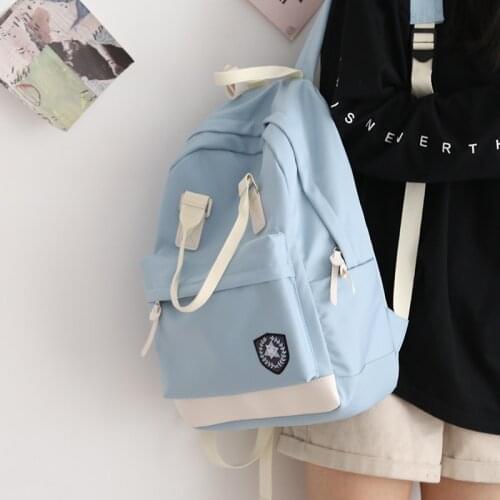 Cute Large Capacity Waterproof Nylon Backpack Unisex Multifunction Travel Bag College Panelled Schoolbags for Men and Women 2021