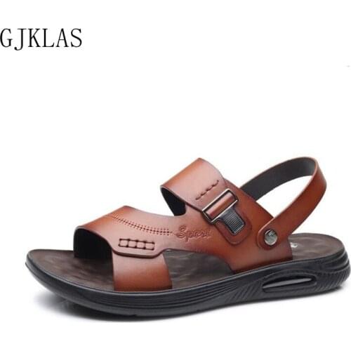 Summer Beach Shoes Mens Sandals Genuine Leather Comfort Slippers for Men Casual Outdoor Real Leather Sandals Casuales Man Shoes