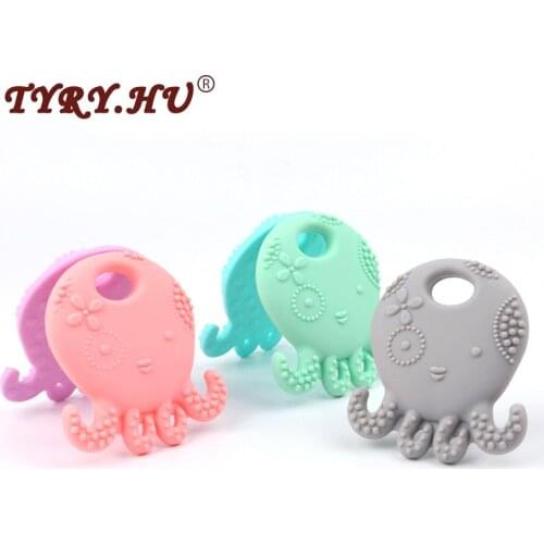 Octopus Shaped Silicone Baby Teether Baby Christmas Gift BPA Free Infants Teething Chewable Toys Fashion Jewelry Pendant
