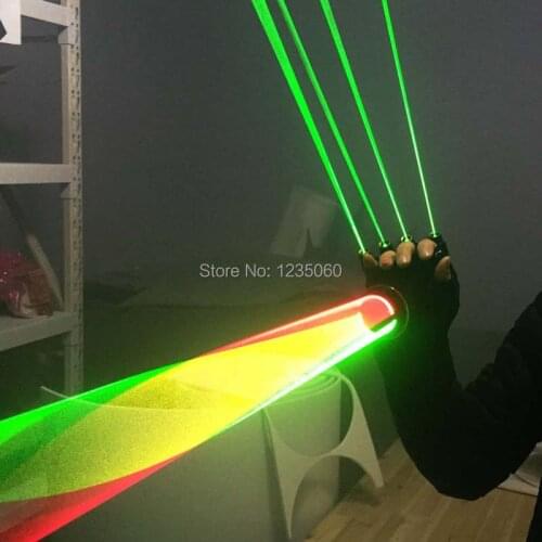 Blue Green Laser Gloves For DJ Dancing Club True Blue Rotating LED Glove LED luminous Costumes