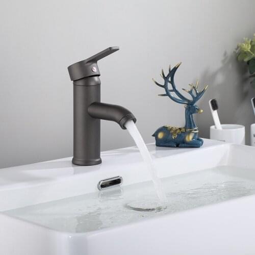 304 stainless steel Bathroom Faucet Gray Basin Faucet Cold And Hot Water Mixer Sink Faucet Handle Deck Mounted Tall/Short Tap