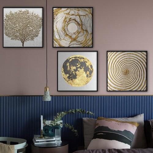 Modern Abstract Golden Tree Luxury Posters Nordic Canvas Painting Home Decoration Wall Art Print Picture For Living Room Bedroom