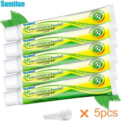 Sumifun 5Pcs Cooling Mint Hemorrhoids Ointment Internal and External Anal Fissure Cream Pain Reliving Chinese Medical Plasters