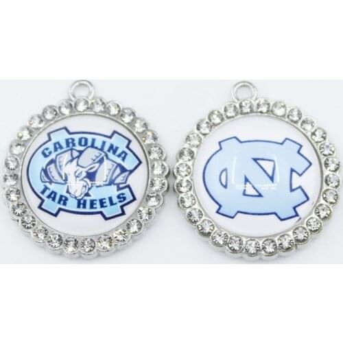 US College North Carolina 12 or 20pcs Round Crystal sport Dangle Charms DIY Jewelry Bracelets Necklace Pendants Hanging Charms