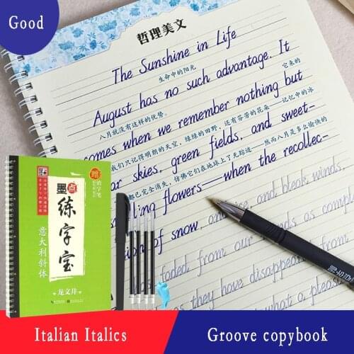 Crash Practice Pad Italian Italic English Copybook Flower Style Calligraphy Copybook English Copy Groove Children Practice Book