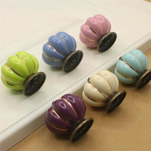Pumpkin Shaped Handle Modern Simple Drawer Cupboard Wardrobe Cabinet Door Knob Handles Cartoon Ceramic Pulls Furniture Diy