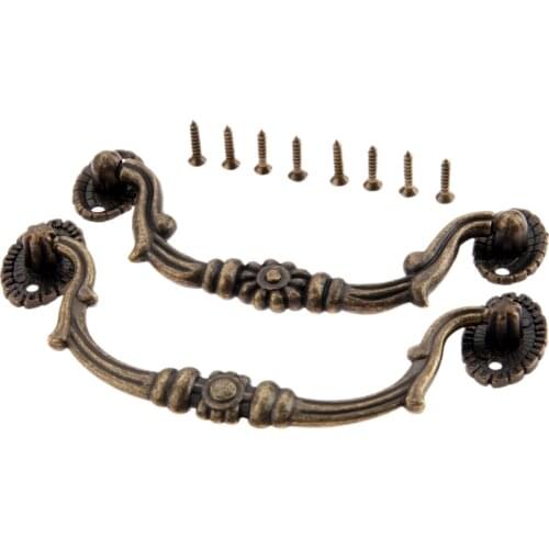 Vintage Handle Retro Wooden Jewelry Box Handles Pulls Knob Drawer Cabinet Cupboard Kitchen Furniture Hardware 2 sizes Big/Small