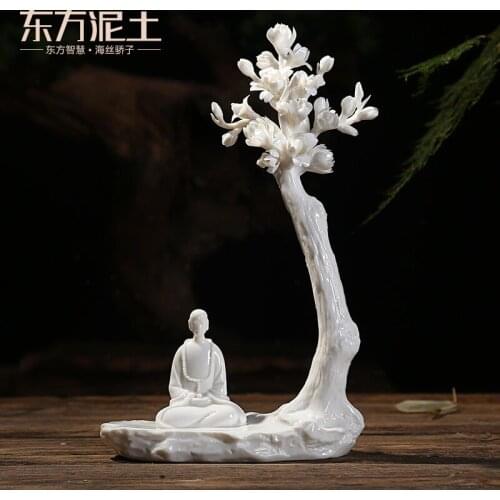 Oriental earth "a flower a world" dehua white porcelain art ceramics handicraft zen furnishing articles ornament