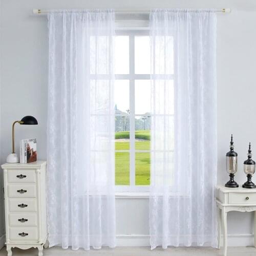 High-quality White Lace Tulle Curtains For Living Room Decoration Modern Solid Sheer Voile Kitchen Curtain Window Decor