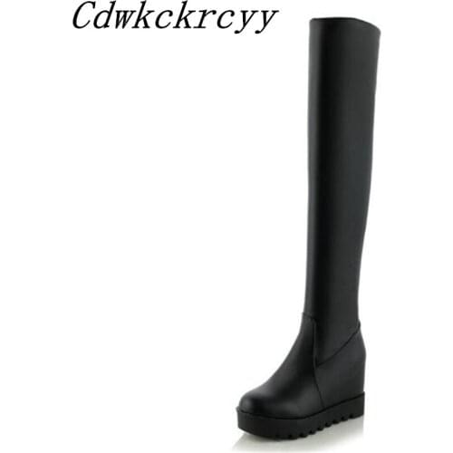 Women Boots winter New style fashion Round head Thick bottom sexy black Over the knee Boots Cashmere Keep warm Winter boots