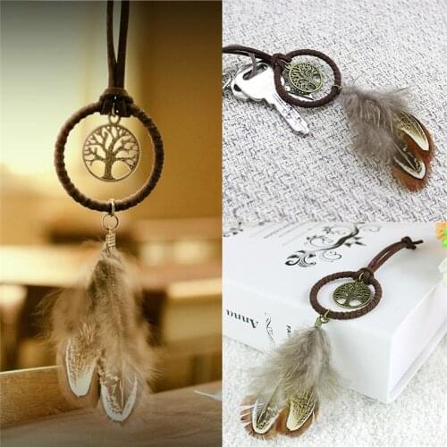 Women&Men Jewelry Fashion Dream Catcher Metal Key Ring Feather Tassels Keyring Keychain For Gift