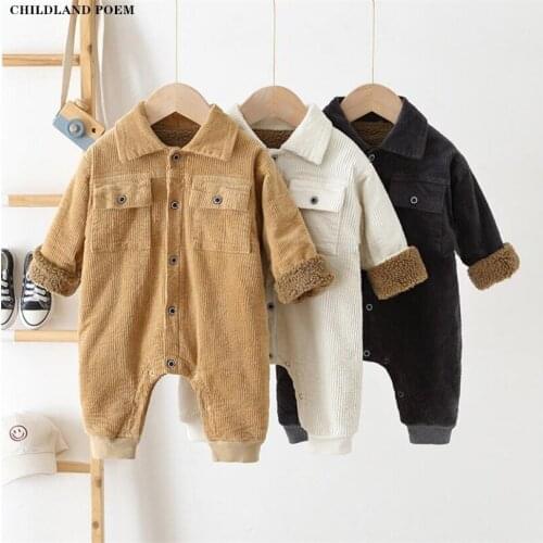 Winter Baby Romper Jumpsuit Newborn Baby Winter Clothes Boy Thick Velvet Warm Toddler Baby Boy Romper Overalls Boys Jumpsuits