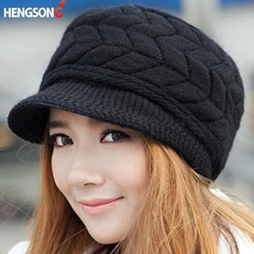 2021 Winter Women Hat Luxury Knitted Hats Female Soft High Elastic Warm Caps Beanies Headgear Girl Cap Solid Color