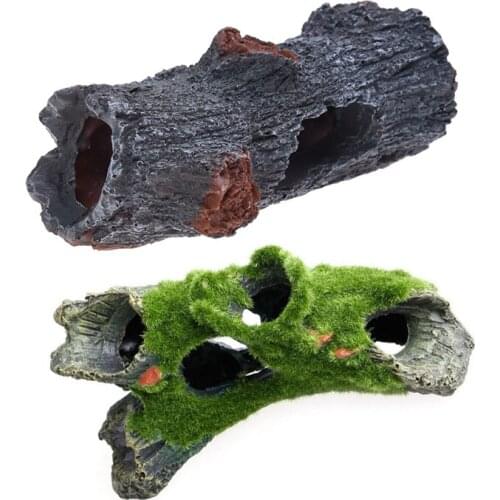 1pcs Aquarium Resin Mountain View Moss Tree House Cave Fish Tank Ornament & 1pcs Aquarium Decoration Cave Artificial Wood Tree T