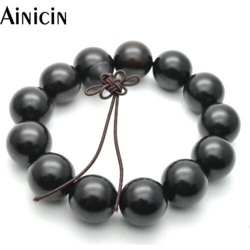 18mm Black Sandalwood Fashion Mens Prayer Mala Bracelets Buddhism Jewelry Birthday Gift