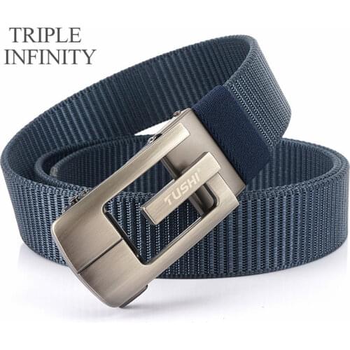 2021 Business Style Nylon Jeans Belt For Men Metal Automatic Buckle Casual Adjustable Durable Male Fabric Belts Cowboy Waistband