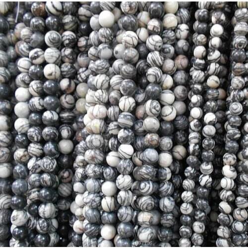 Black Network zebra Stripes Natural Stone Beads 4mm 6mm 8mm 10mm 12mm Strand16