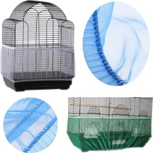 Nylon Mesh Bird Cage Cover Shell Skirt Net Easy Cleaning Seed Catcher Guard Bird Cage Accessories Airy Mesh Parrot Bird Cage Net