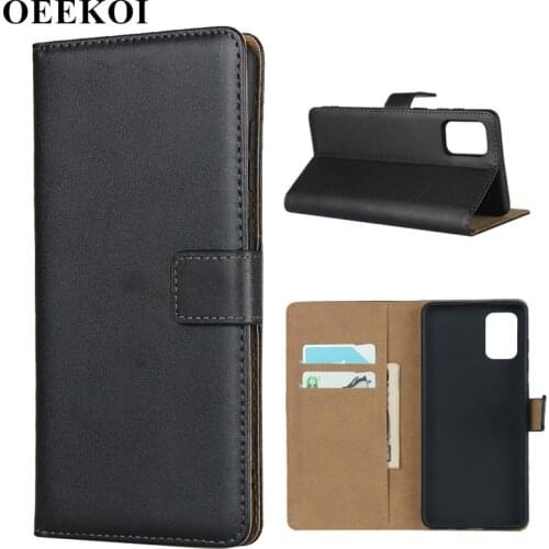 OEEKOI Genuine Leather Wallet Flip Cover Case for Samsung Galaxy A71 with Card Slots Holder