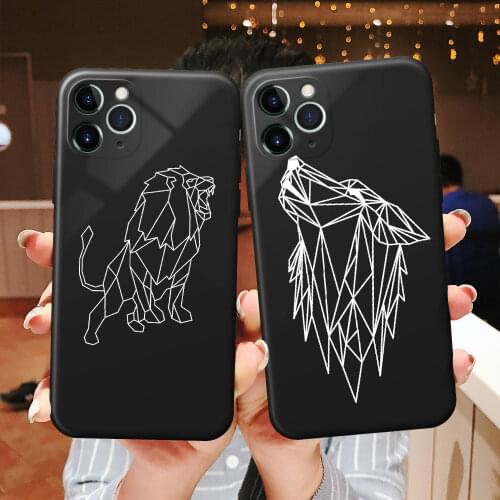 Cartoon Line Animal Lion Wolf Owl Phone Case for iPhone 5 6S 7 8 Plus X XR XS 11 12 mini Pro Max Silicone Protective Sleeve