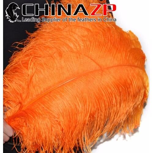 CHINAZP Factory 50pcs/lot 70~75cm(28~30inch) Selected Prime Quality Dyed Orange Ostrich Feathers