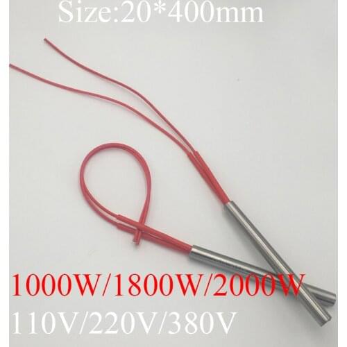 20x400 20*400 1000W 1800W 2000W AC 110V 220V 380V Stainless Steel Cylinder Tube Mold Heating Element Single End Cartridge Heater
