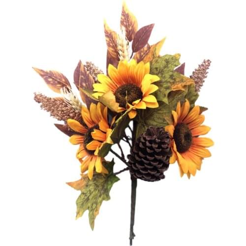 Flowers Maple Leaves Thanksgiving Harvest Festival Simulation Sunflower Bouquet Wall Decoration Plastic Home Sunflowers