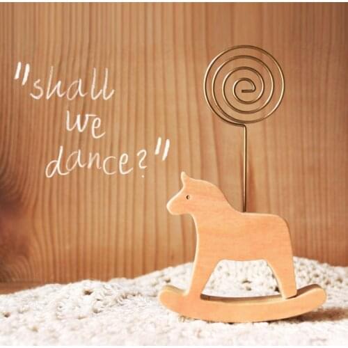 Wood memo holder Swing horse card holders & Note holders Table organizer decoration Office accessories School supplies 6856