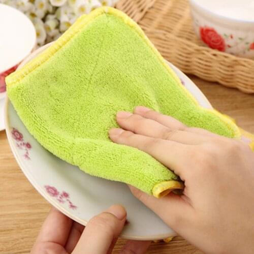 Double-layer Absorbent Kitchen Dish Cloth Microfiber Kitchen Towel Non-Stick Oil Household Cleaning Wiping Towel Kichen Tools