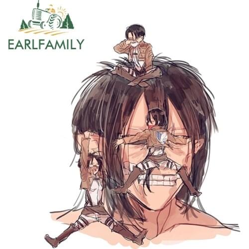 EARLFAMILY 13cm x 11.3cm for Attack The Titan Occlusion Scratch Car Stickers Refrigerator Decals Personality Windshield Decor