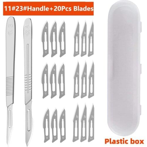 Surgical Scalpel Blades 11# 23# Carbon Steel Sculpting Knives +1Pc Handle DIY Cutting Tool PCB Repair Animal Surgical Knife DIY