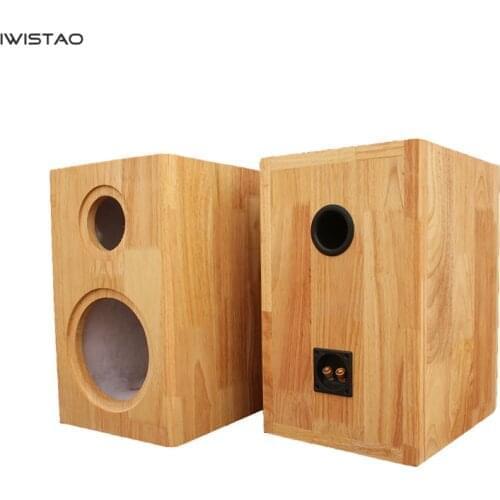 IWISTAO HIFI 2 Way Speaker Empty Cabinet 4 Inches 1 Pair Finished Pure Solid Wood Inverted for Tube Amplifier